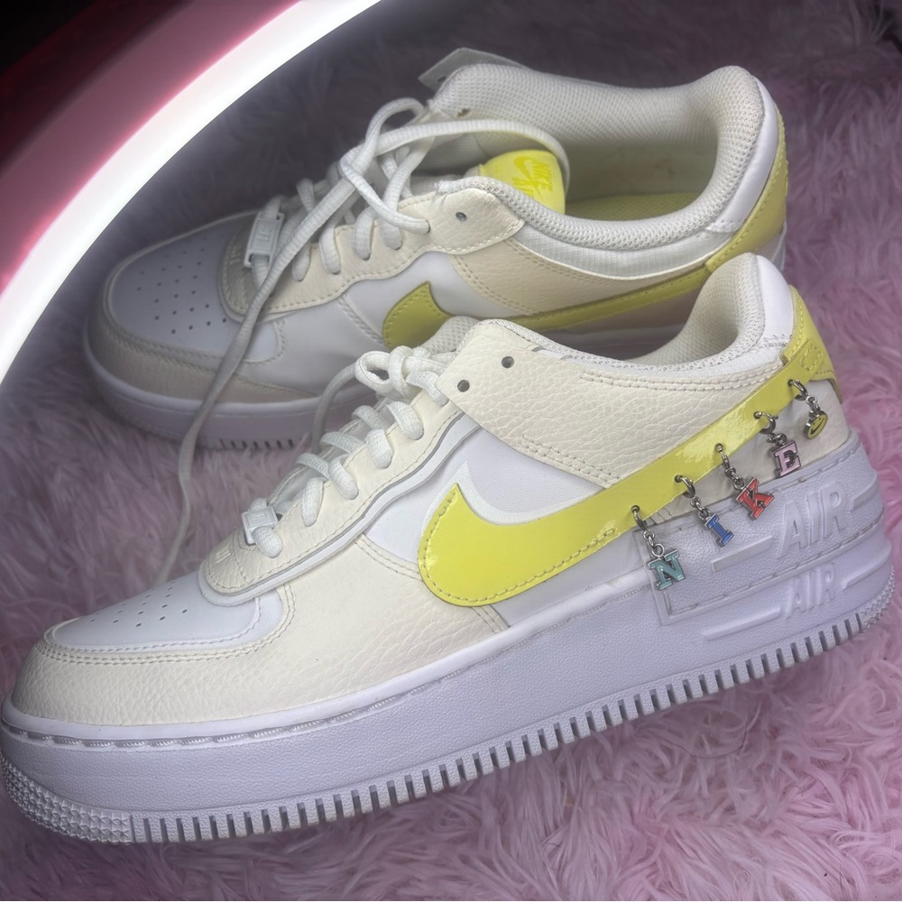 Nike Air Force 1 Low White and Light Yellow with Charms